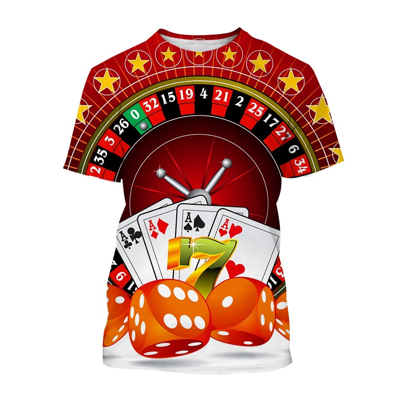 Áo Thun Cotton Tay Ngắn Màu Đen In Hình Lá Bài Poker 3d Thời Trang Cao Cấp Cho Nam
