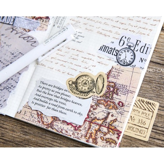 Hộp 46 miếng sticker mẫu thư bút vintage