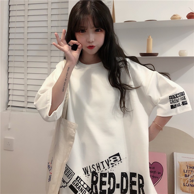 [FREESIZE + Ảnh Thật] Áo thun phông tay lỡ form rộng Unisex chất cotton siêu mềm mịn in chữ RED-DER