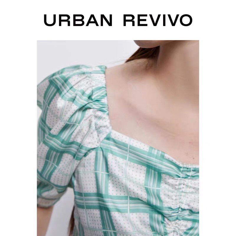 Áo lụa kẻ xanh Urban Revivo