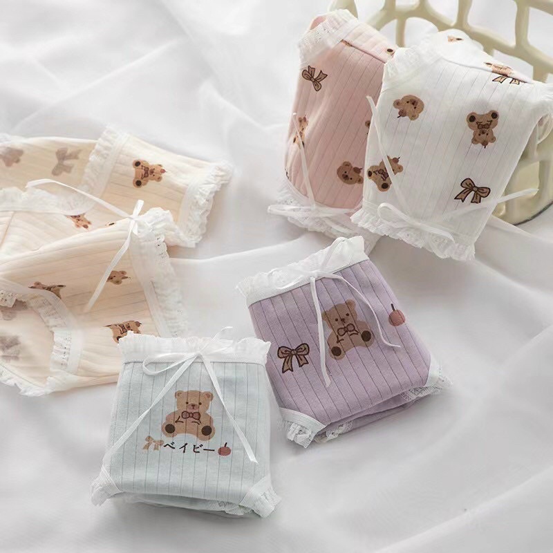 SÉT 10 QUẦN CHÍP GẤU COTTON ĐÍNH NƠ MẪU MỚI 0739