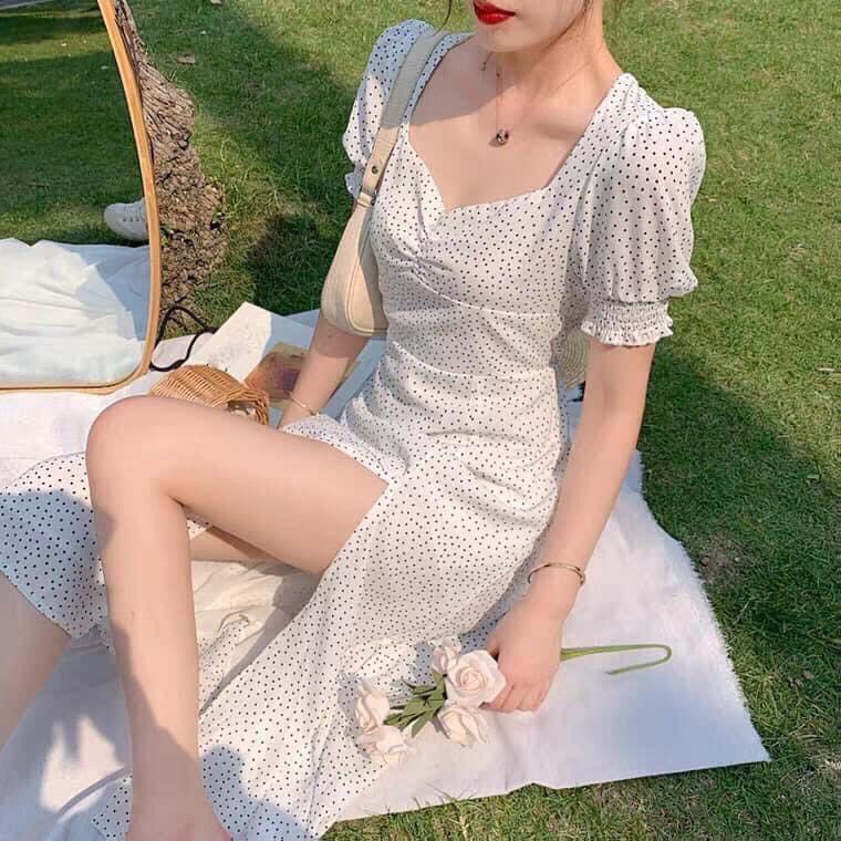 Đầm bi nhí trắng dài xẻ tà - Dáng suông - Sky Of Love Official | BigBuy360 - bigbuy360.vn