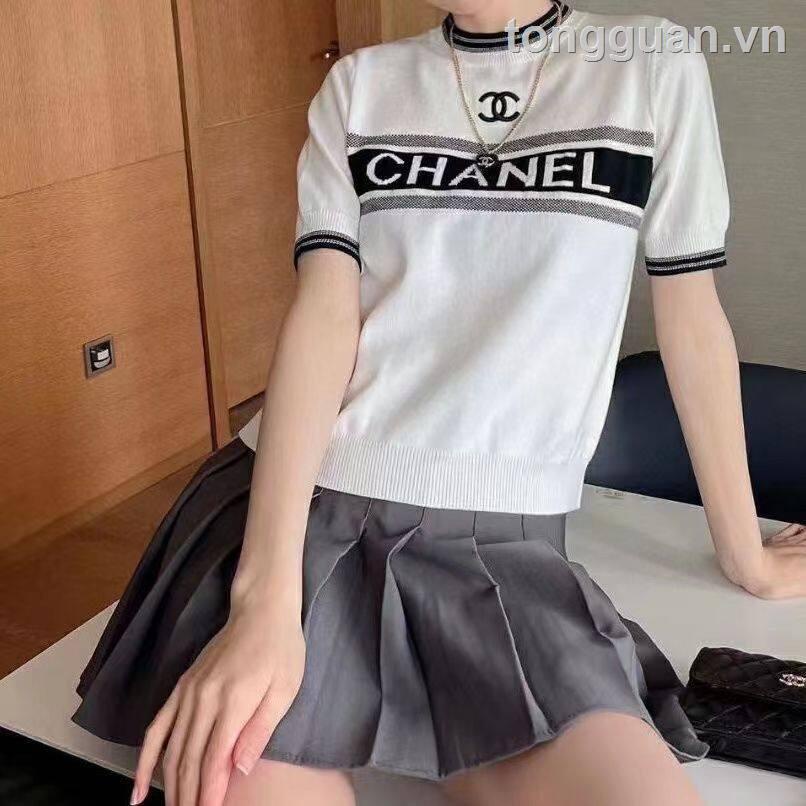 ∏┅Chanell  Áo Thun Tay Ngắn In Chữ Cái Thời Trang Dễ Phối Đồ