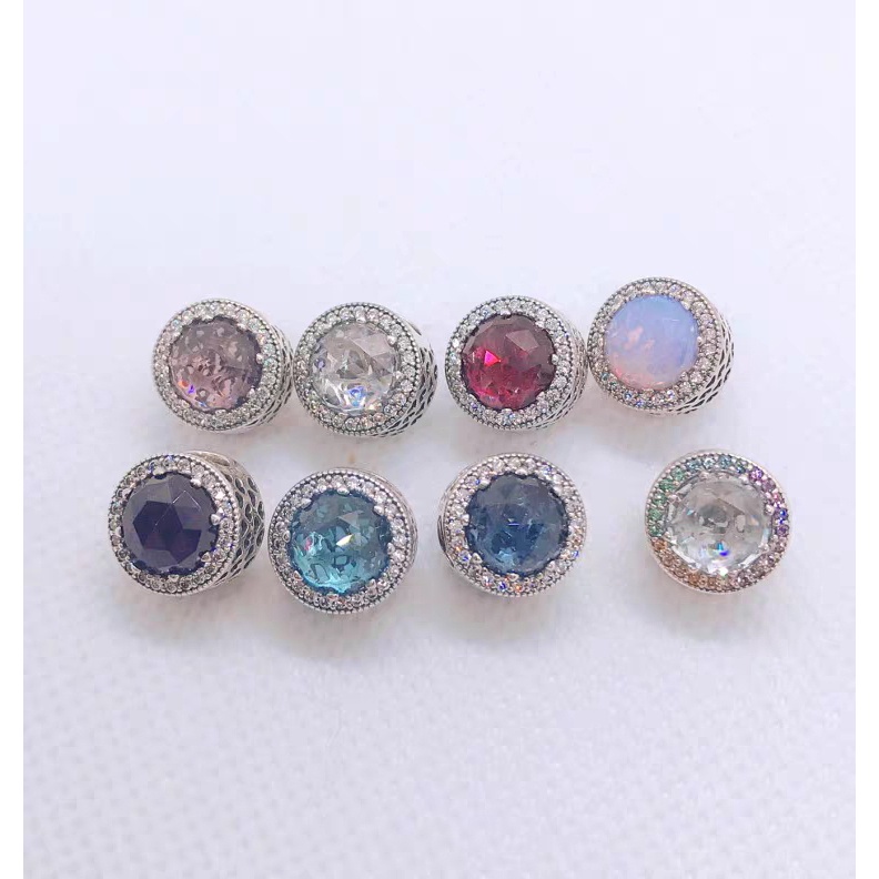 Vòng Tay Mạ Bạc 925 Đính Đá Murano Và Ba Viên Pha Lê Màu Xanh Dương Đậm / Tím Sáng Phù Hợp Cho Vòng