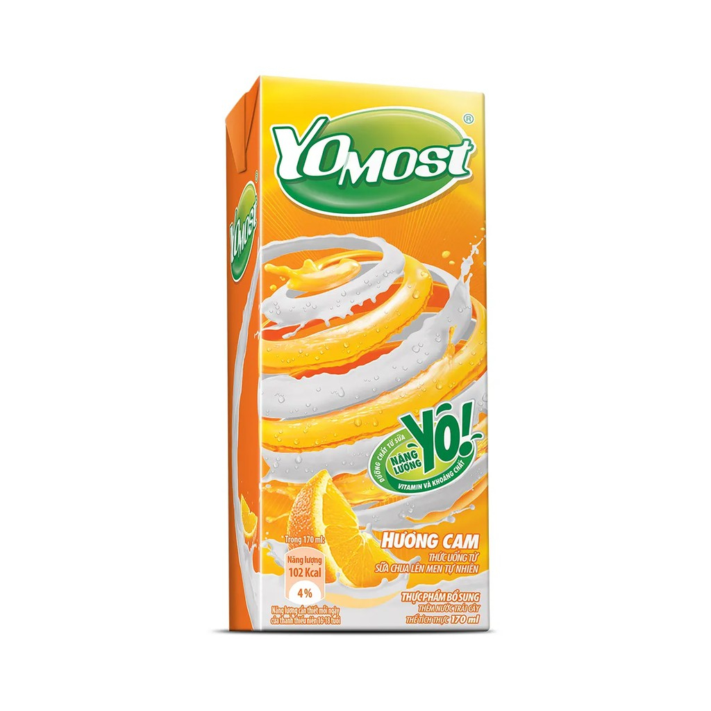 Lốc Sữa Chua Lên Men Tự Nhiên Yomost Hương Cam 4x170ml