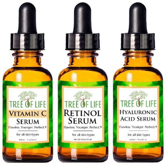 [Bill Mỹ] Bộ 3 Serum Tree of Life chống lão hóa Vitamin C Serum, Retinol Serum và Hyaluronic Acid Serum 30ml
