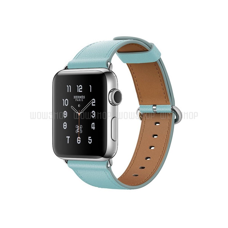 Dây đeo Apple Watch, Dây da thiết kế Classic Buckle Leather - Xanh lông chim