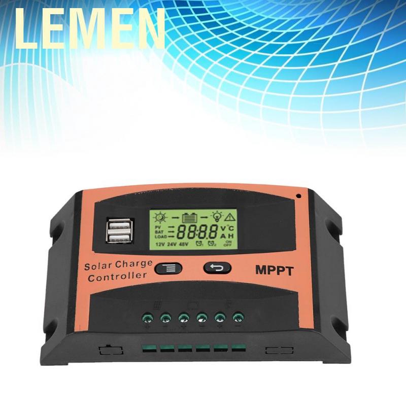 Lemen 12V/24V MPPT Solar Panel Regulador LCD Screen Auto Battery Controller Charge 30A/ 40A/ 50A/60A