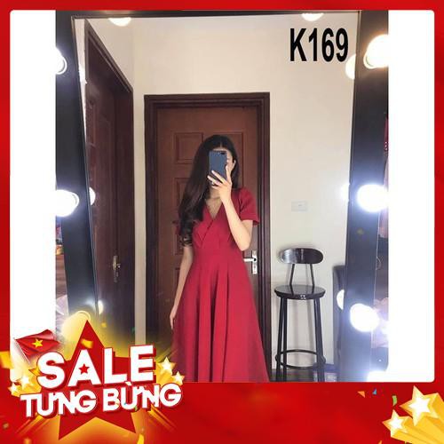 ĐẦM ĐỎ XẾP LY K169 -  SAM STORE (Hàng may thiết kế ,ảnh thật shop tự chụp)