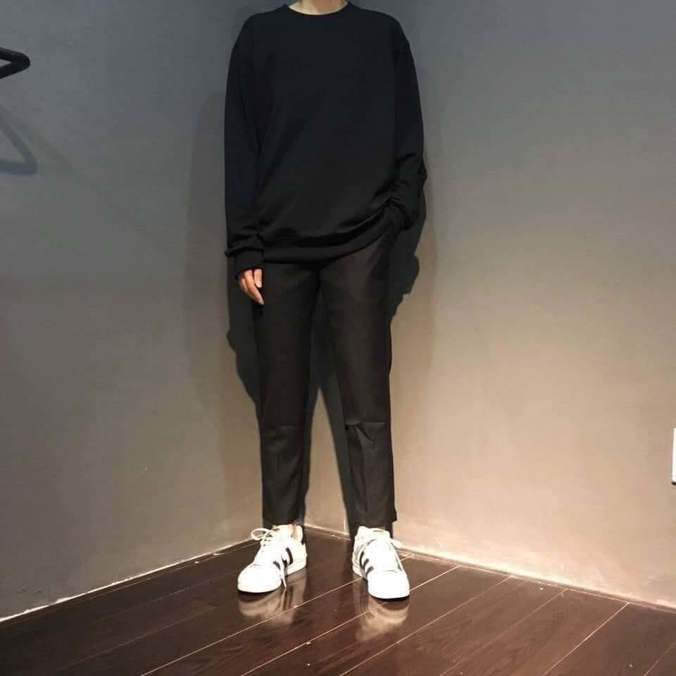Áo Sơ Mi Trơn thun Dầy Dặn Tay Dài Nam Cho Tomboy Trắng Đen Form Rộng Bigsize Unisex Cao Cấp Đi Học Công Sở Nguyễn Nguyê