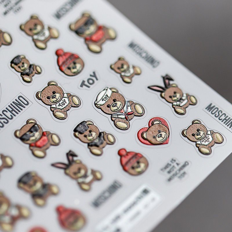 Sticker dán móng 5D cao cấp - Sticker gấu dâu