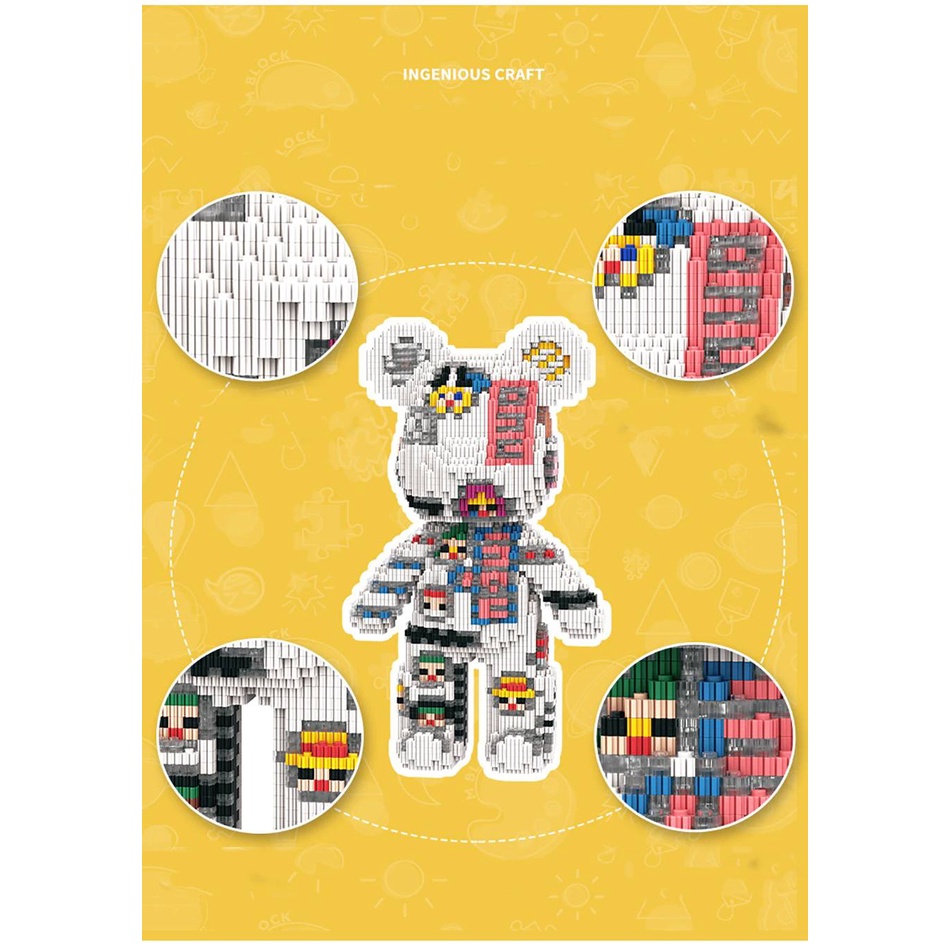 Ghép Hình Bear Brick Đồ Chơi Xếp Hình Gấu 55cm Có Hộc, Có Đèn Nhựa ABS Trang Trí Nhà Cửa, Quà Tặng Sinh Nhật