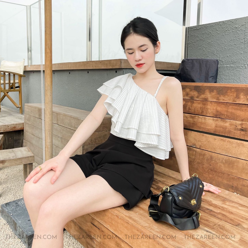 ÁO CROPTOP SỌC LỆCH VAI ZAREEN VOA80