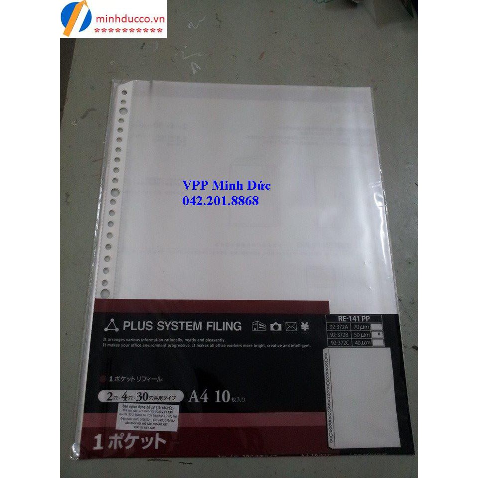 Sơ mi lỗ Plus dày đẹp/ Túi nilon đục lỗ A4 Plus (10 chiếc/ tập) - 30 lỗ