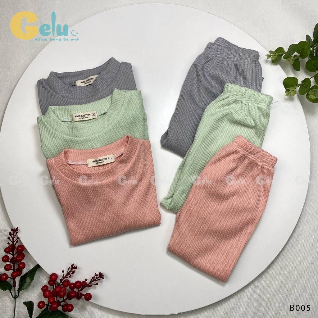 Bộ đồ thời trang thu đông cho bé GELU KIDS dài tay dệt kim vải tổ ong kiểu dáng hàn quốc