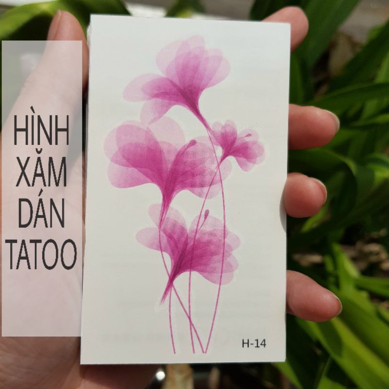 Hình xăm hoa màu loang h14. Xăm dán tatoo mini tạm thời, size &lt;10x6cm