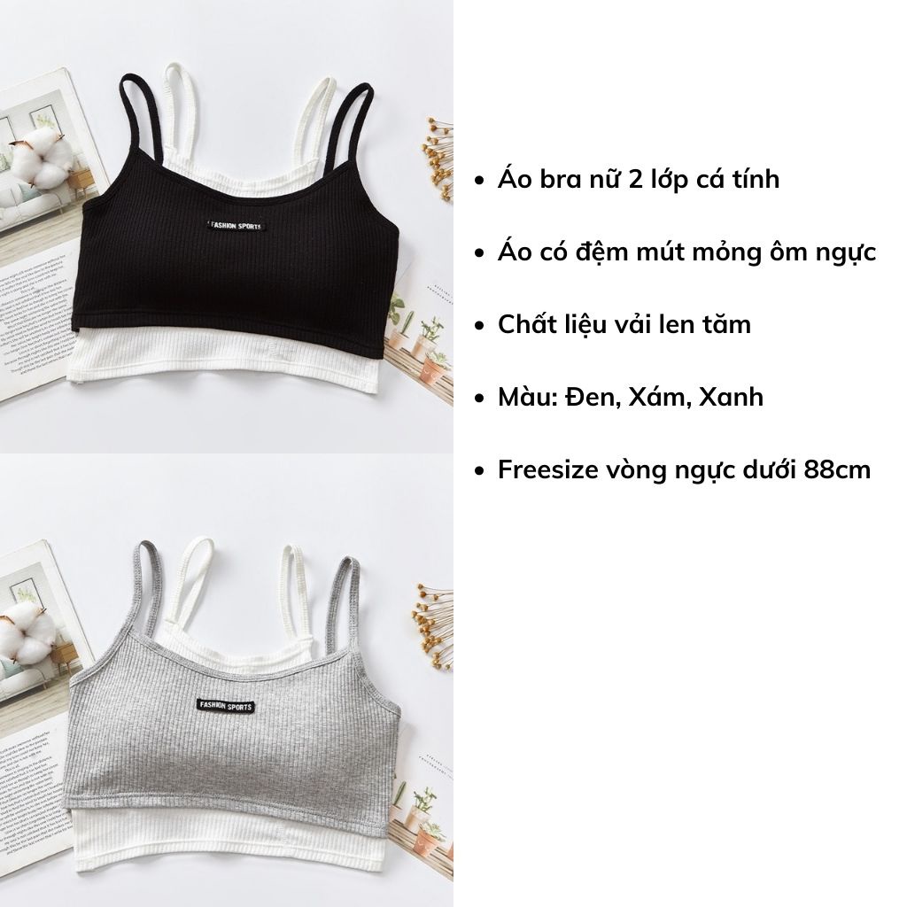 Áo bra nữ 2 dây len tăm mút mỏng ôm ngực, Áo lót 2 lớp đẹp và gợi cảm LANIXA B7711