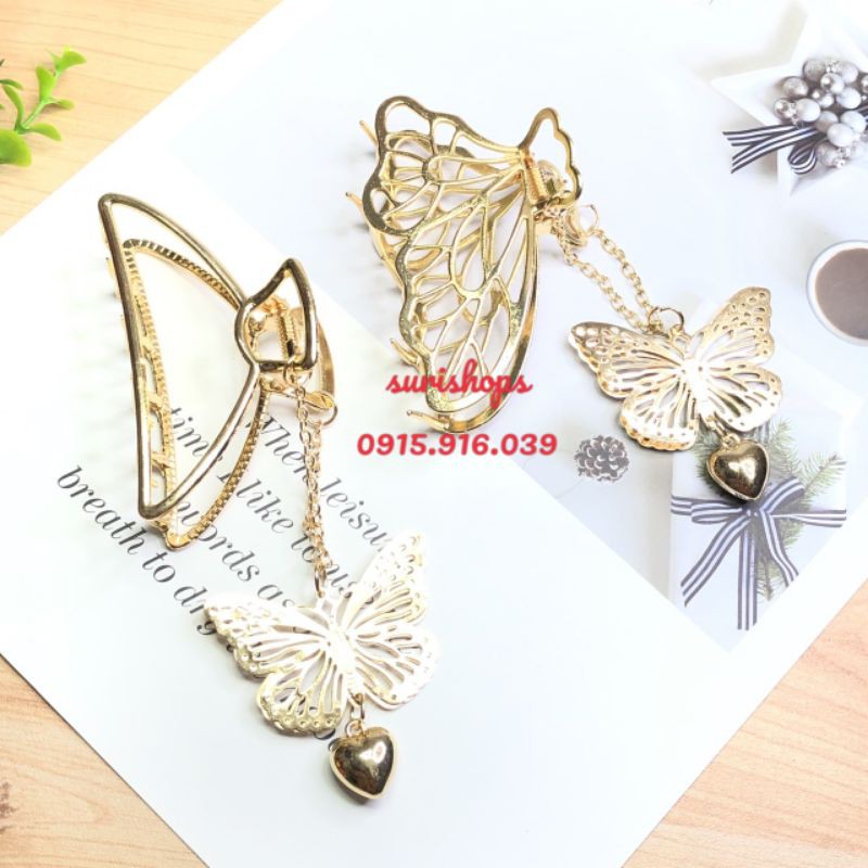 Kẹp Tóc Kim Loại Hình Bướm Phong Cách Hàn Quốc Cho Nữ