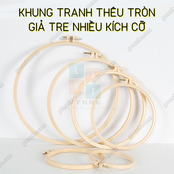 Khung thêu tròn giả tre bằng nhựa chắc chắn để đan, may vá... giá rẻ.