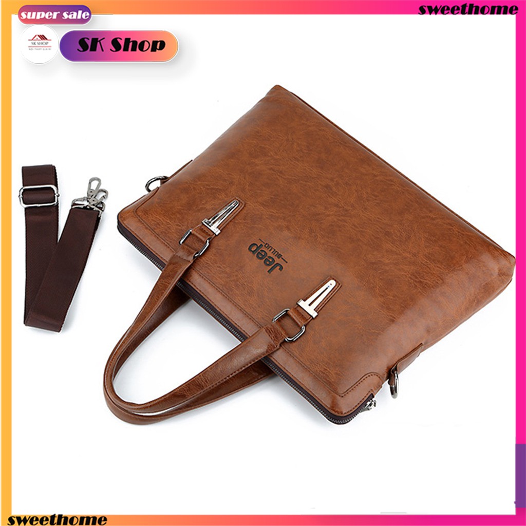 Cặp sách Jeep chất liệu da pu trơn loại 1 siêu bền , cặp sách nam da cao cấp giá rẻ