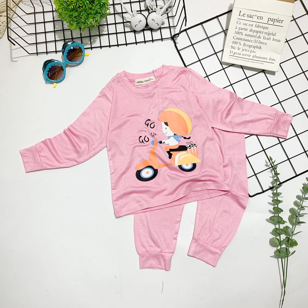 [SZ ĐẠI] Bộ Quần Áo Bé Gái, Bé Trai Minky Mom Hoạ Tiết Gấu Cool, Bộ Dài Tay Thun Lạnh Cho Bé Mặc Nhà THU ĐÔNG MKMTD2234