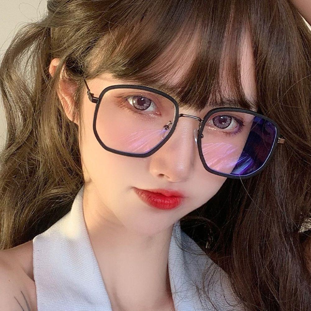 Kính Mát Gọng Vuông Màu Đen Chống Ánh Sáng Xanh Phong Cách Hàn Quốc Cổ Điển