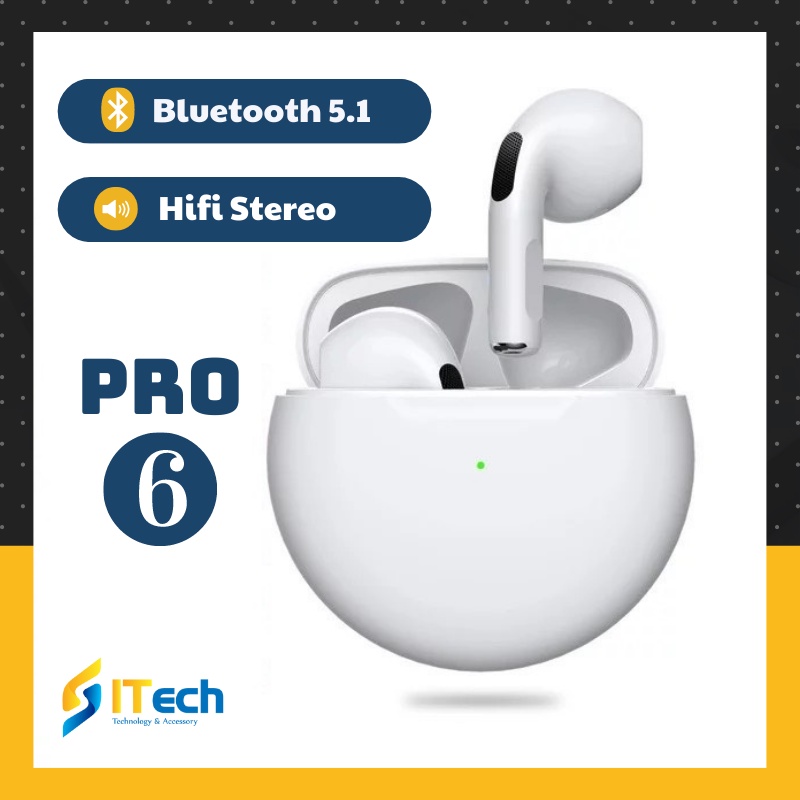 Tai nghe bluetooth không dây Pro 6 bản quốc tế âm thanh Hifi phiên bản bluetooth 5.1 đầy đủ chức năng. Mã SP: ITe121
