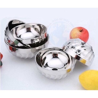 Chén inox dùng ăn cơm/ cháo ... cách nhiệt 2 lớp.