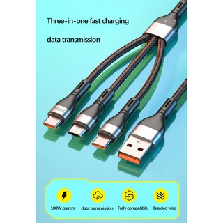 Dây Cáp Sạc Nhanh 100W 3 Trong 1 Type C Cho iPhone Android