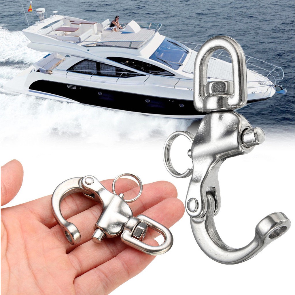 Cùm bấm xoay mắt dây neo thuyền nhả nhanh bằng inox