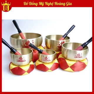 Chuông bát, chuông tụng kinh bằng đồng in chữ Phật