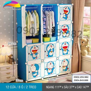 Tủ nhựa ghép đa năng 12 ô sâu 47cm mẫu đôraemon