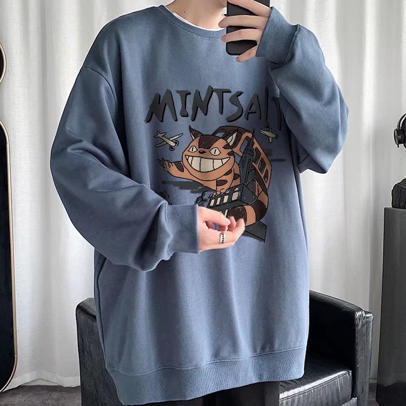 Áo sweater unisex tay dài cổ tròn dáng rộng thời trang thu đông cho nam nữ 45kg-110kg