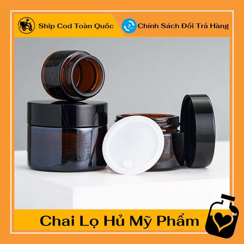 Hủ Đựng Kem ❤ TOP GIÁ RẺ ❤ Hũ Chiết Kem Thủy Tinh Nâu 20g - chai lọ chiết mỹ phẩm , phụ kiện du lịch