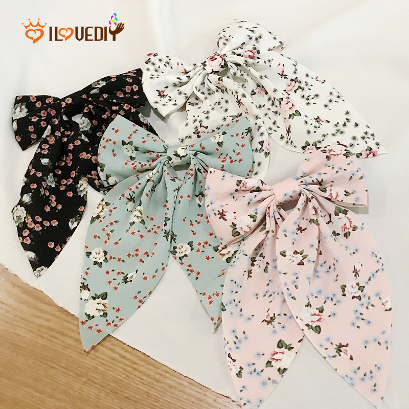 Kẹp tóc nơ lớn phong cách vintage đơn giản cho nữ