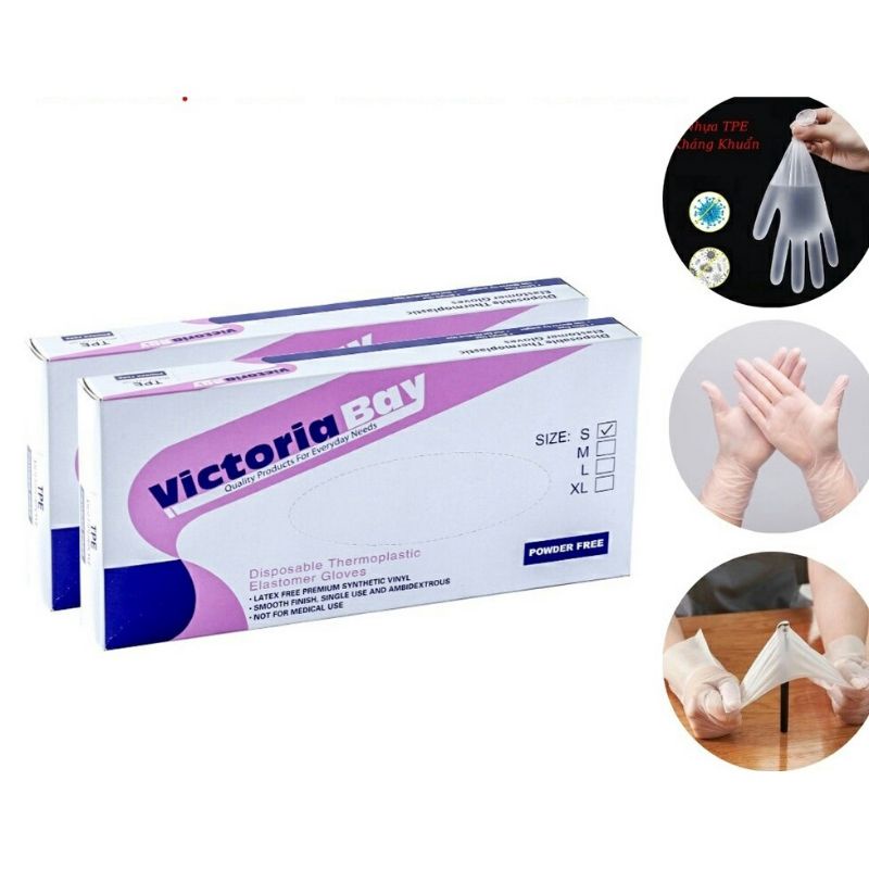 Hộp 100 găng tay Victoria siêu dai rửa bát, nấu bếp cho mọi gia đình
