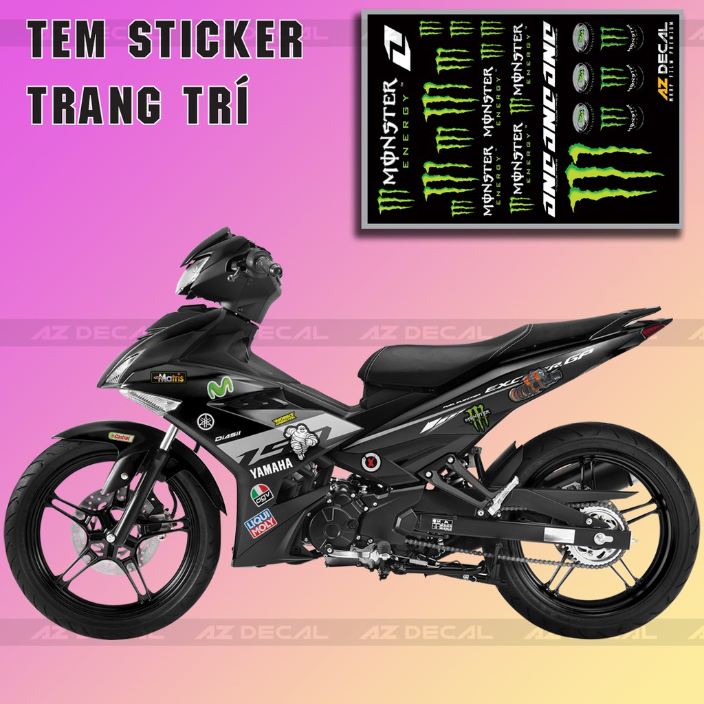 [Set A4] Tem Sticker Monster 01 | Trang Trí Xe Máy, Xe Điện, Nón Bảo Hiểm, Laptop, Điện Thoại