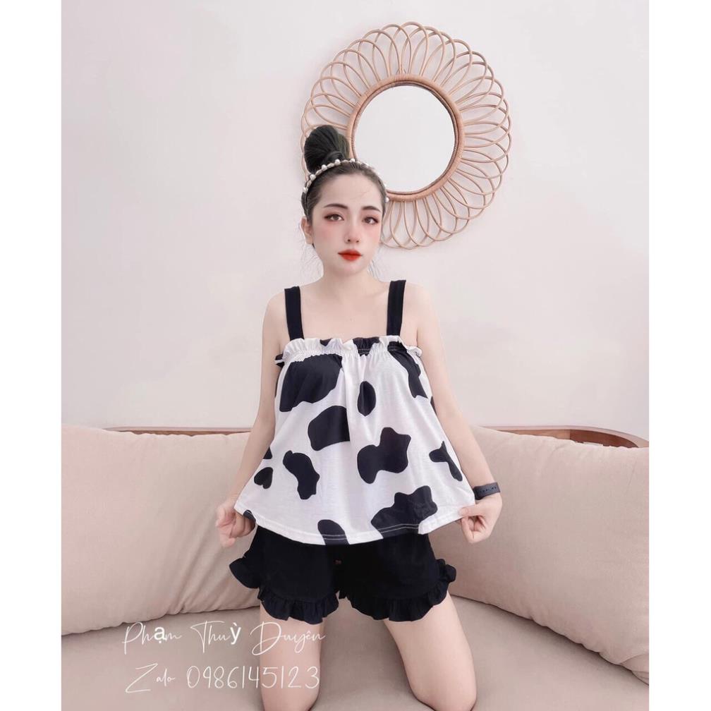 [SIÊU HOT] Bộ Ngủ Hai Dây Đốm Bò Sữa Mẫu Hot 2021 Moonstore