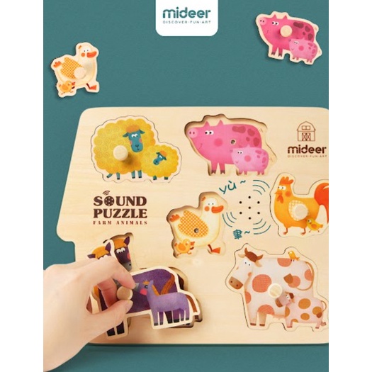 Đồ Chơi Gỗ Bảng Lắp Ghép Âm Thanh Con Vật Sound Puzzle Farm Animals, Đồ Chơi Giáo Dục Cho Bé