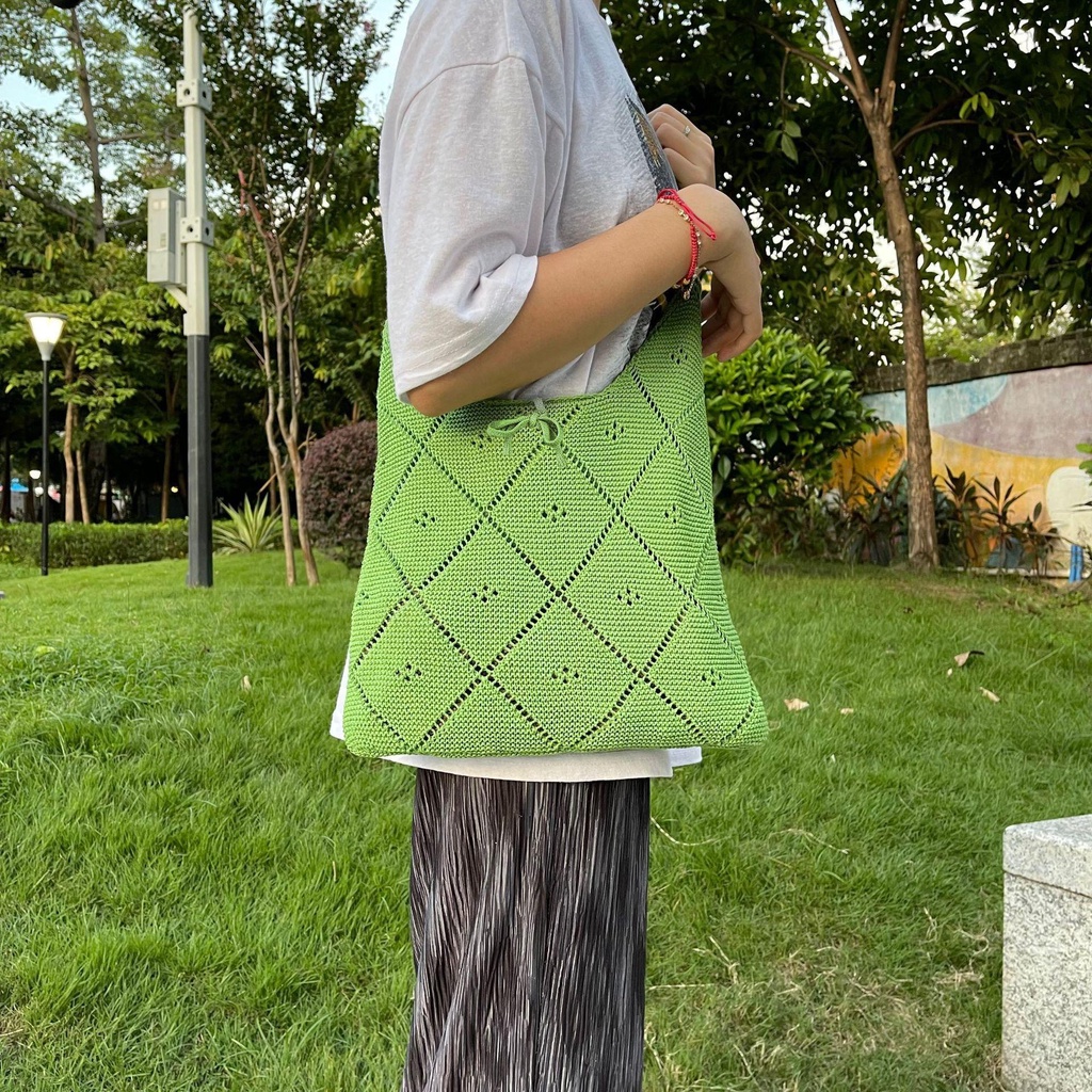 Túi Xách Đan Len Ngăn Chứa Rộng Thời Trang Cho Nữ