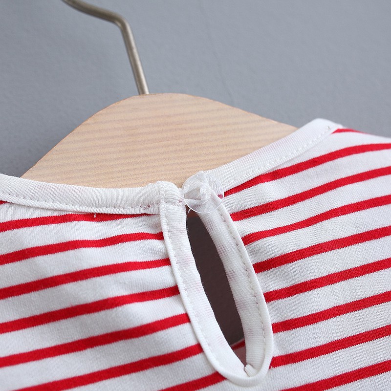 New summer children's dress cartoon Navy collar striped girl's skirt