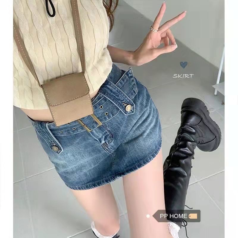 Chân Váy Jean Ngắn Có Lót Trong Dây Lưng Độc Lạ Cao Bồi Sexy | Smide Clothing