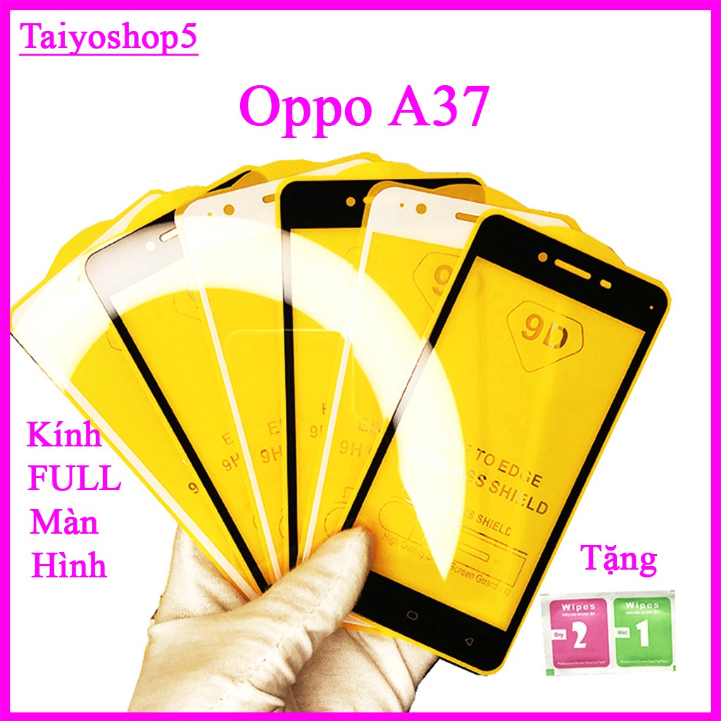 &quot;Kính cường lực OPPO A37 &quot;  Full màn hình, Ảnh thực shop tự chụp, tặng kèm bộ giấy lau kính TimShop