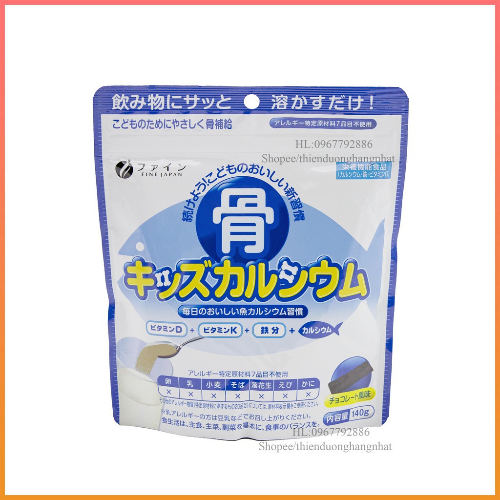 Bột Bone s Calcium for kids túi 140g bổ sung canxi xương cá tuyết Nhật Bản