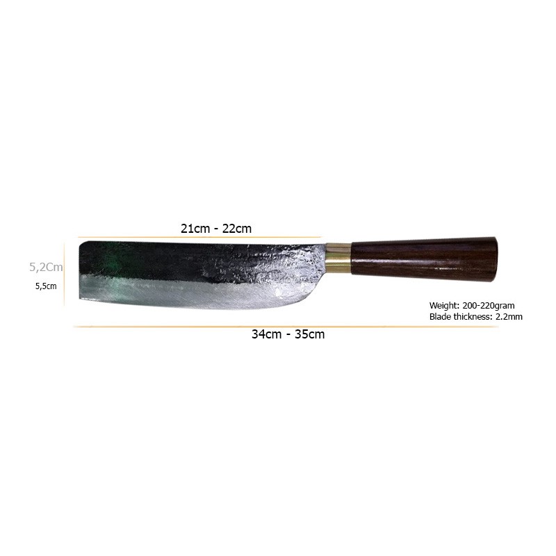 [LY-01] Dao thái nhà bếp bằng nhíp xe 100%, cán gỗ tròn đẹp -  Thương hiệu Khalik Khánh Linh (Đa Sỹ) - Hàng chất lượng