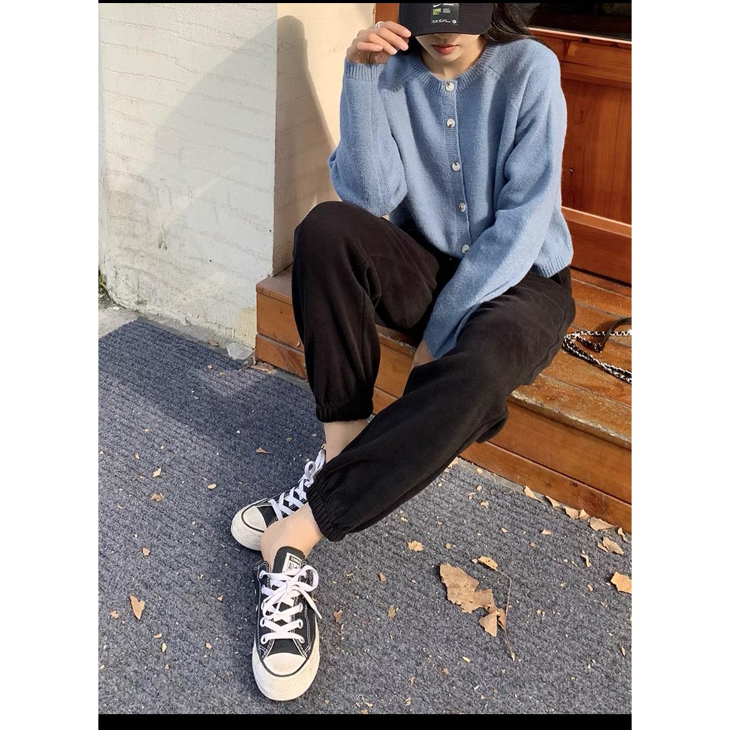 Quần Jogger Len Tăm loại 1 dày xịn - Quần jogger len tăm phong cách Ulzzang bo gấu chất thun trẻ trung