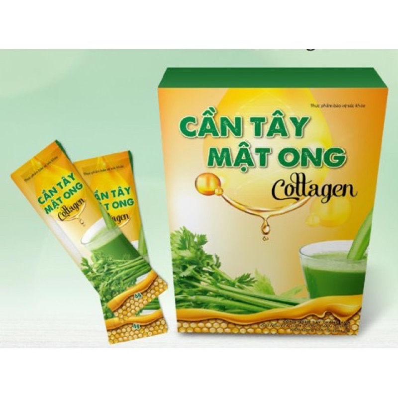 Bột cần tây sấy hoa mật ong Collagen 60g (15 gói x 4g) giúp giữ dáng, đẹp da detox cơ thế