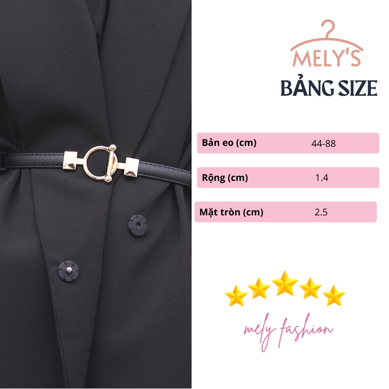 Dây đai nịt váy áo vest blazer trơn mặt tròn thắt lưng bản nhỏ màu đen trẻ trung cá tính TL07