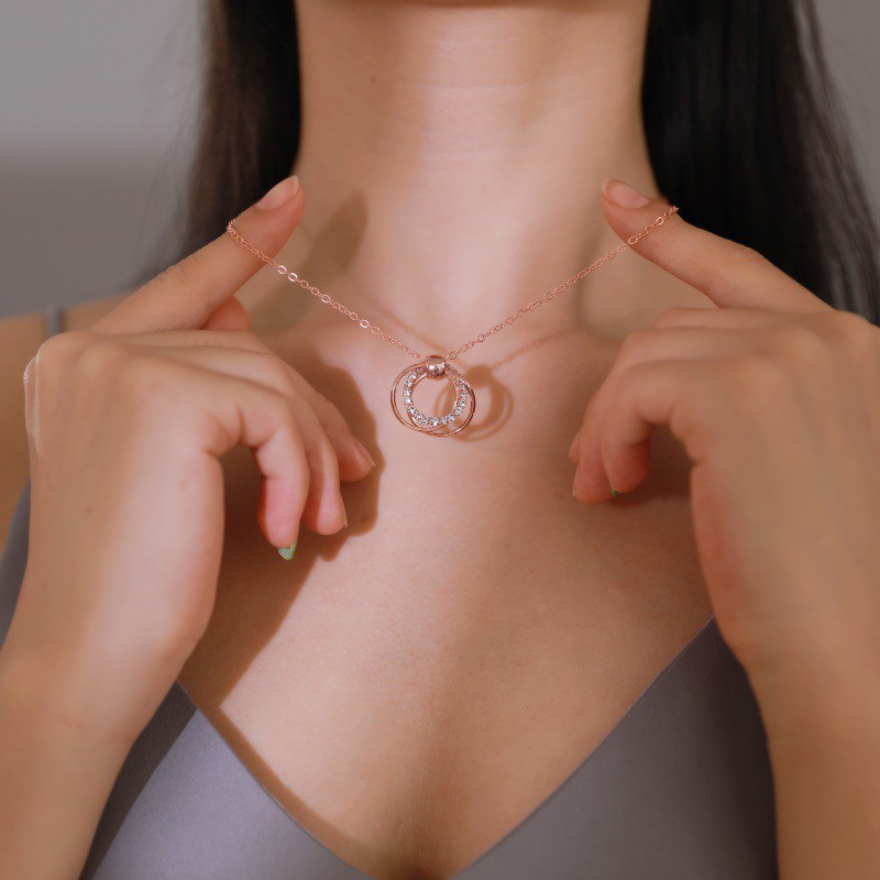 Dây Chuyền Hợp Kim Hình Tròn Đính Đá Tinh Tế