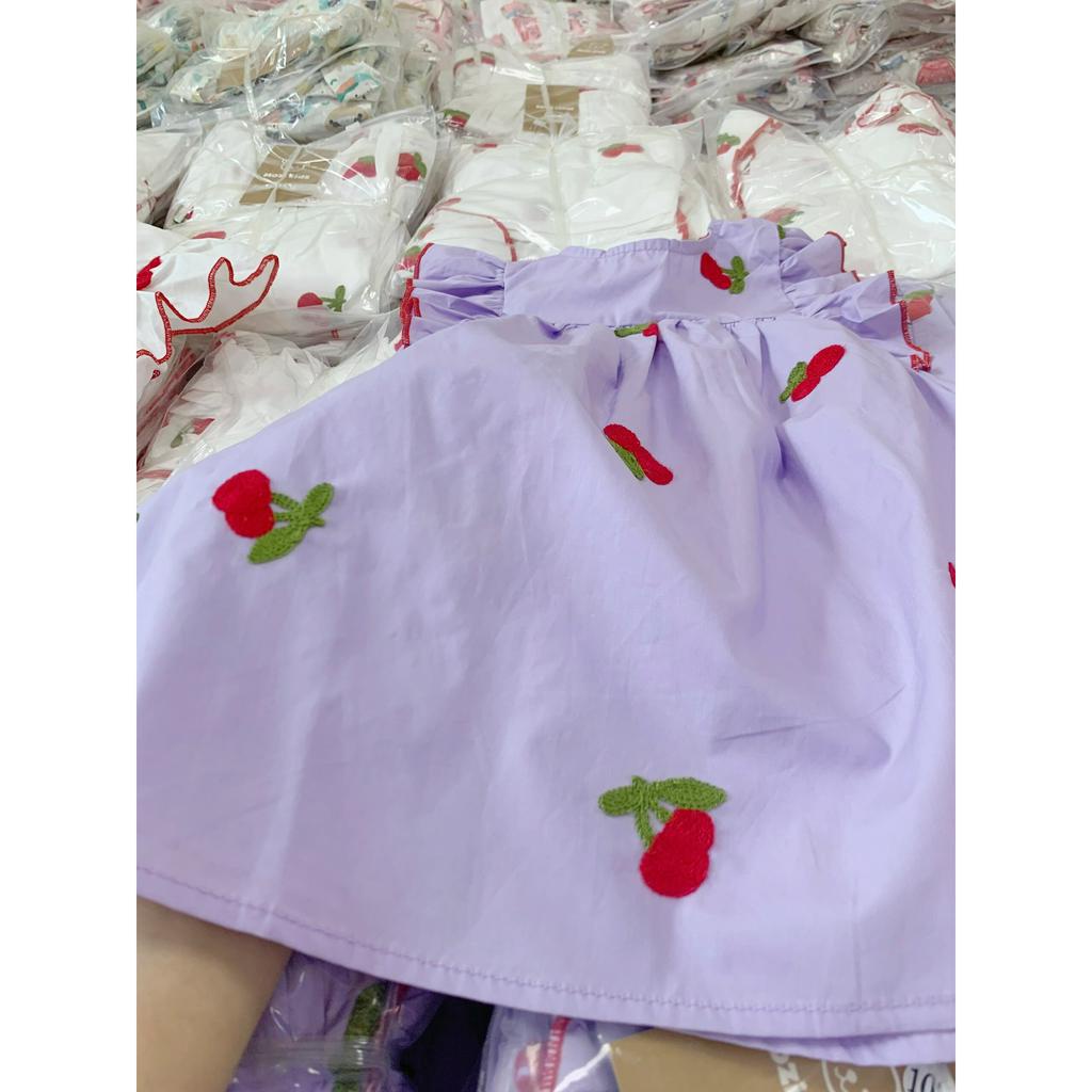 Váy cổ tròn sát nách cánh tiên hoạt tiết cherry Mozi cho bé